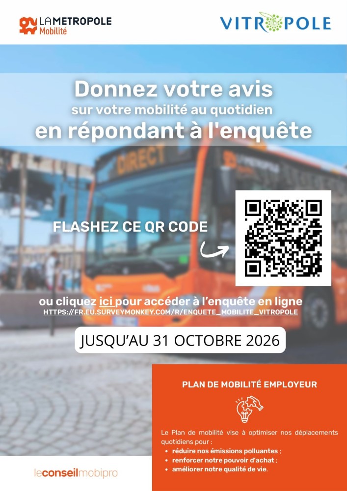Enquête Mobilité : contribuez à l'élaboration de notre Plan de Mobilité Employeur Commun (PDMEC).