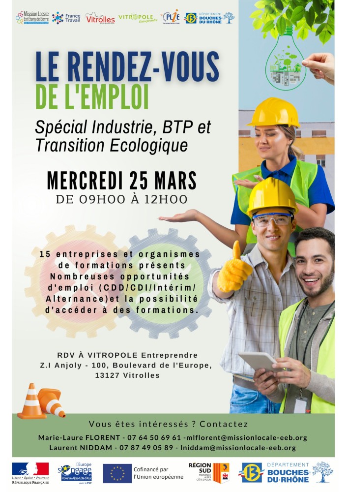 Mercredi 25 mars - Job Dating Industrie, BTP, Transition Ecologique